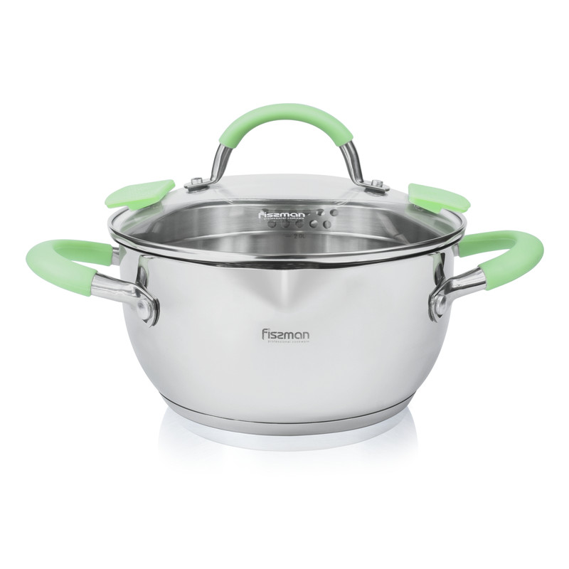 Fissman Casserole 24x12.5cm/4.7LTR With Glass Lid Charlotte (Stainless Steel)