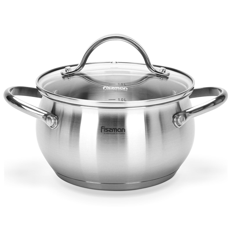 Fissman Casserole With Glass Lid 20x11cm/3.5LTR Martinez (Stainless Steel)
