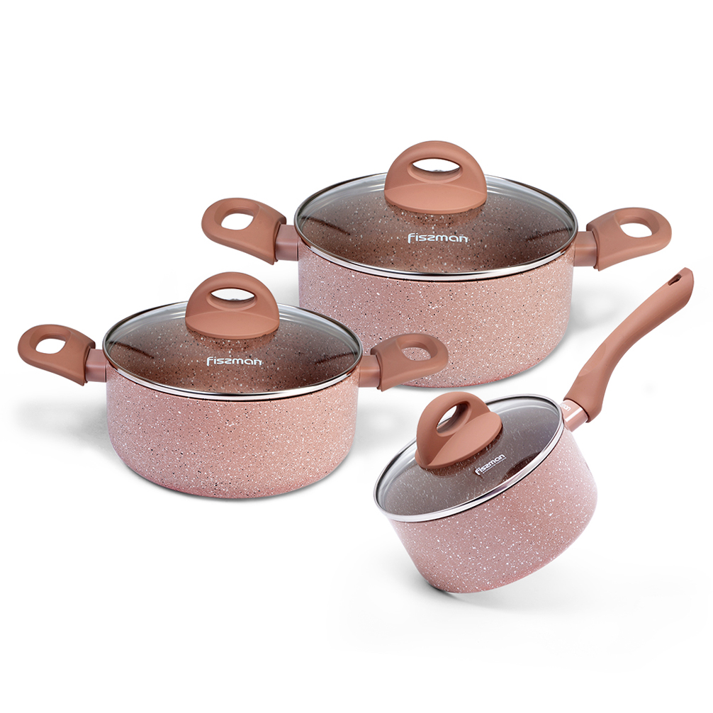 Fissman Cookware Set Latte 6 Pcs (Aluminium With Non-Stick Coating)