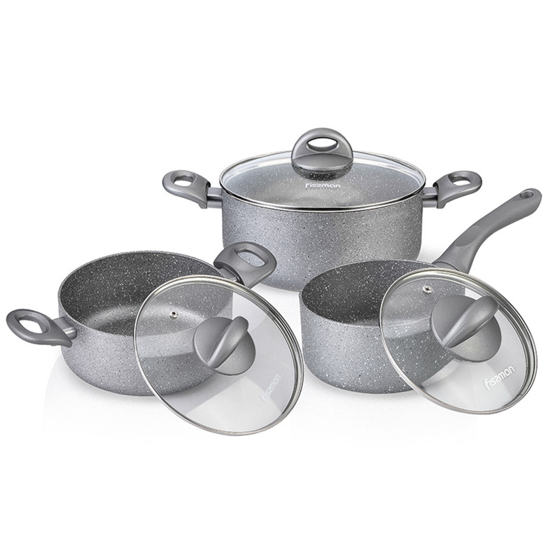 Fissman Cookware Set Moon Stone 6 Pcs (Aluminium With Non-Stick Coating)