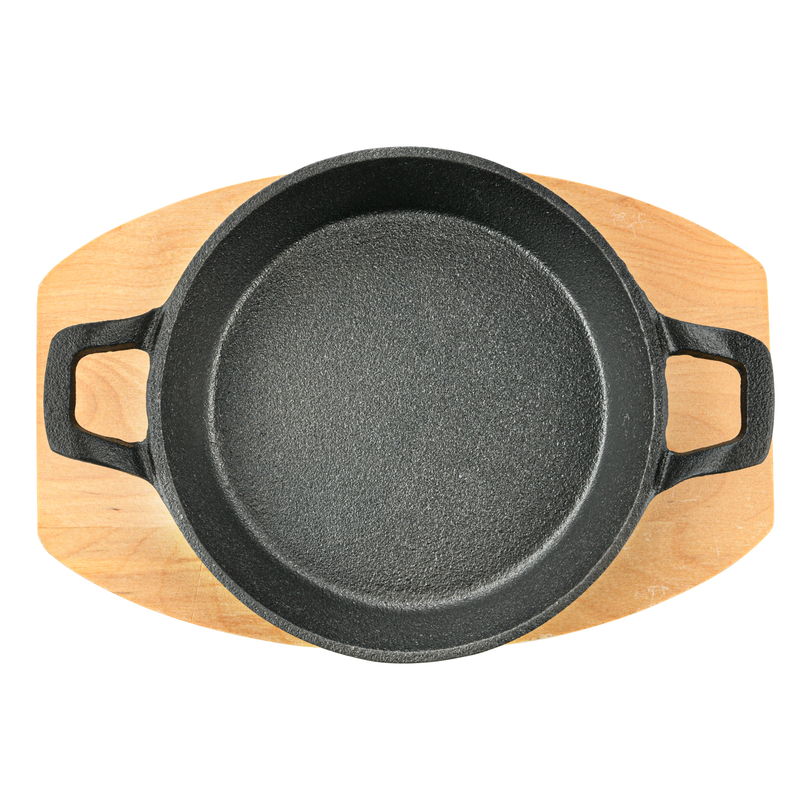 Fissman Pan 18x4.5cm With Two Side Handles On Wooden Tray (Cast Iron)