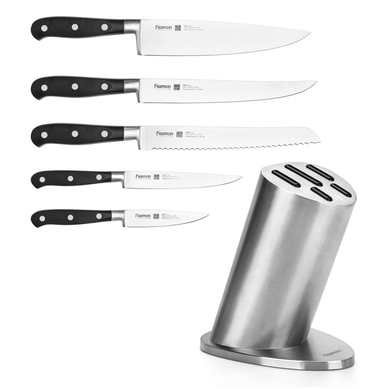 Fissman 6 Pc Knife Set With Stainless Steel Block (3cr14 Steel)