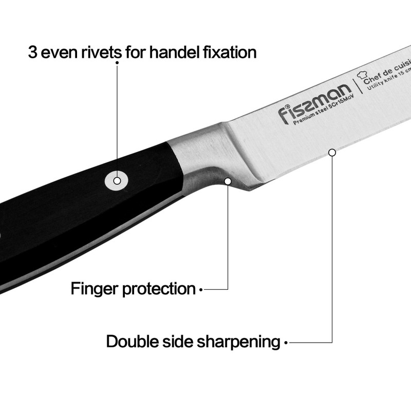 Fissman 6inch Utility Knife Chef De Cuisine (5cr15mov Blade)