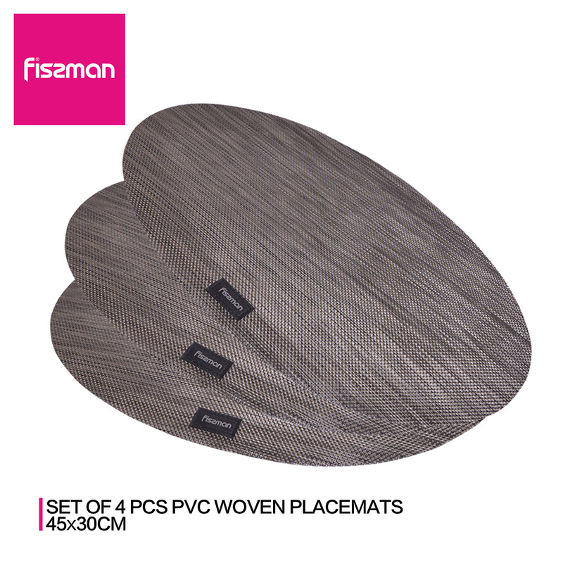 Fissman Set of 4 Oval Woven Placemats 45x30cm (Pvc)