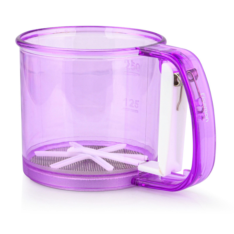 Fissman Flour Mug Sifter With Stainless Steel Spring Purple 10x16cm