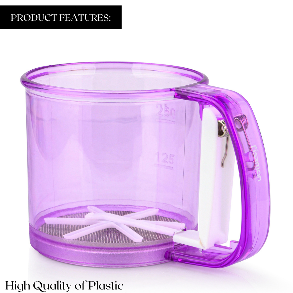 Fissman Flour Mug Sifter With Stainless Steel Spring Purple 10x16cm