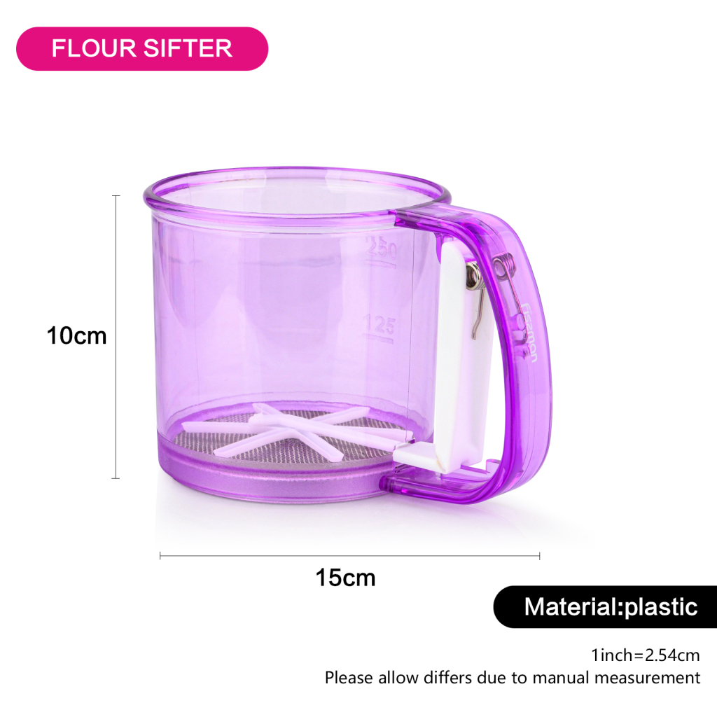 Fissman Flour Mug Sifter With Stainless Steel Spring Purple 10x16cm