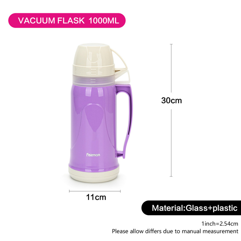 Fissman Vacuum Flask 1000ml Violet (Plastic Case With Glass Liner)