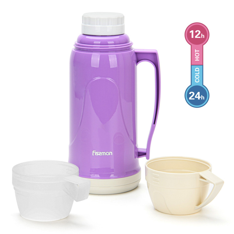 Fissman Vacuum Flask 1000ml Violet (Plastic Case With Glass Liner)