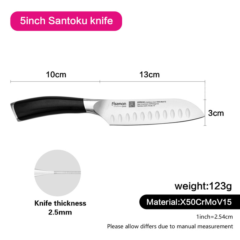 Fissman 5'' Santoku Knife Kronung (X50crmov15 Steel)