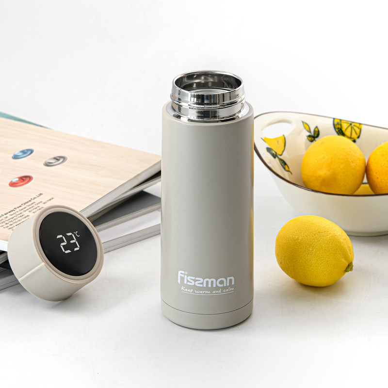 Fissman Double Wall Vacuum Flask 390ml Beige (Stainless Steel)