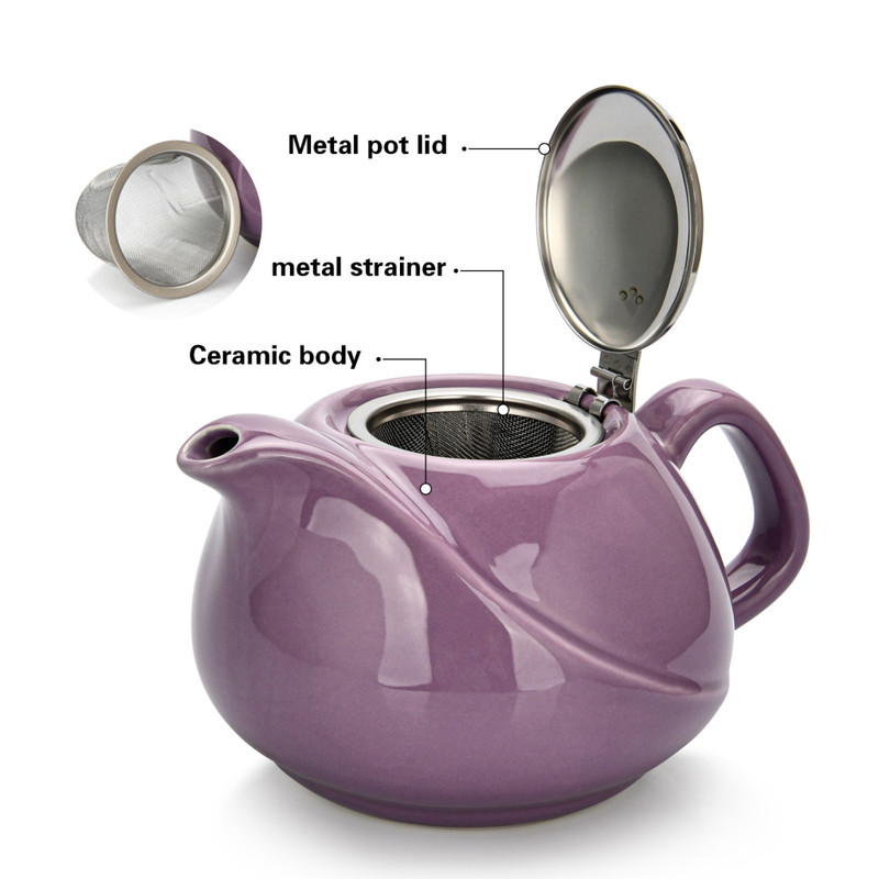 Fissman Teapot 750ml With A Metal Strainer Violet (Ceramic)