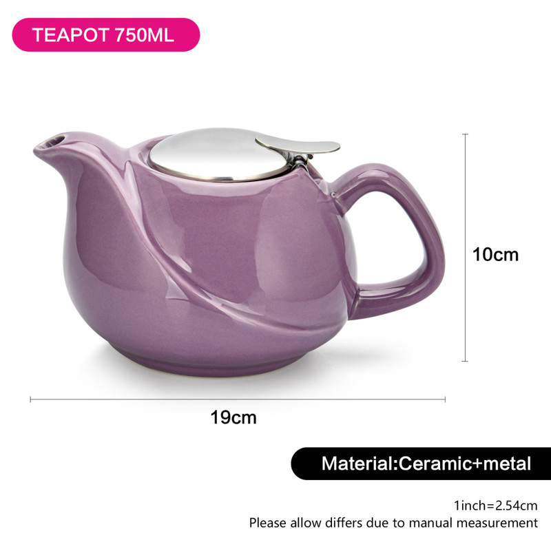 Fissman Teapot 750ml With A Metal Strainer Violet (Ceramic)