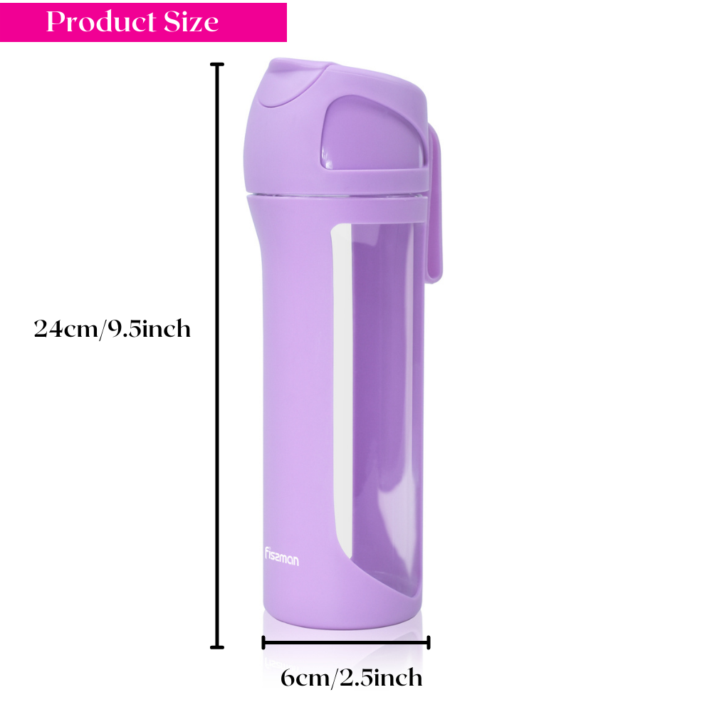 Fissman Water Bottle With Leakproof Purple 550ml