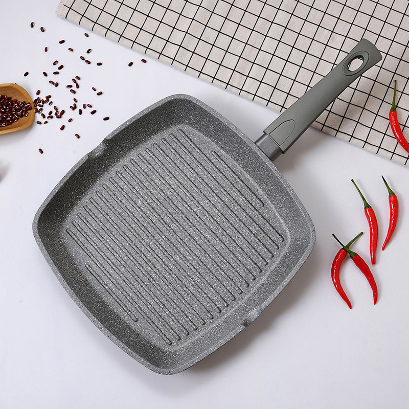 Fissman Square Grill Pan Grey Stone 24x4cm (Aluminum With Non-Stick Coating)