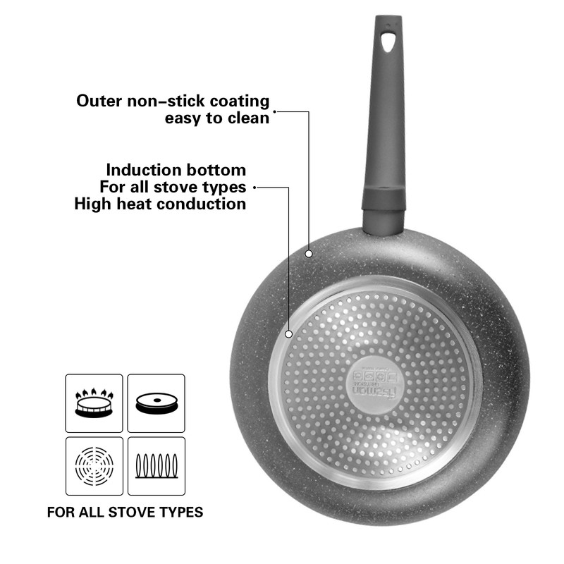 Fissman Frying Pan Grey Stone 24x4.5cm (Aluminum With Non-Stick Coating)