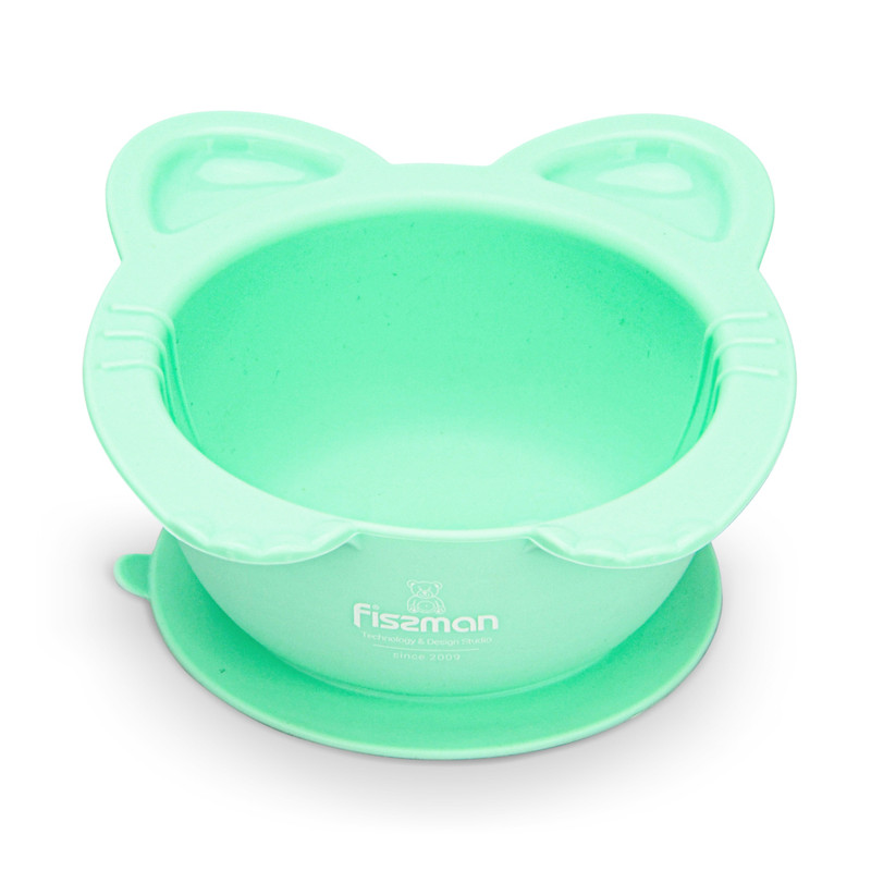 Fissman Kitty Design Bowl With Suction Green 300ml