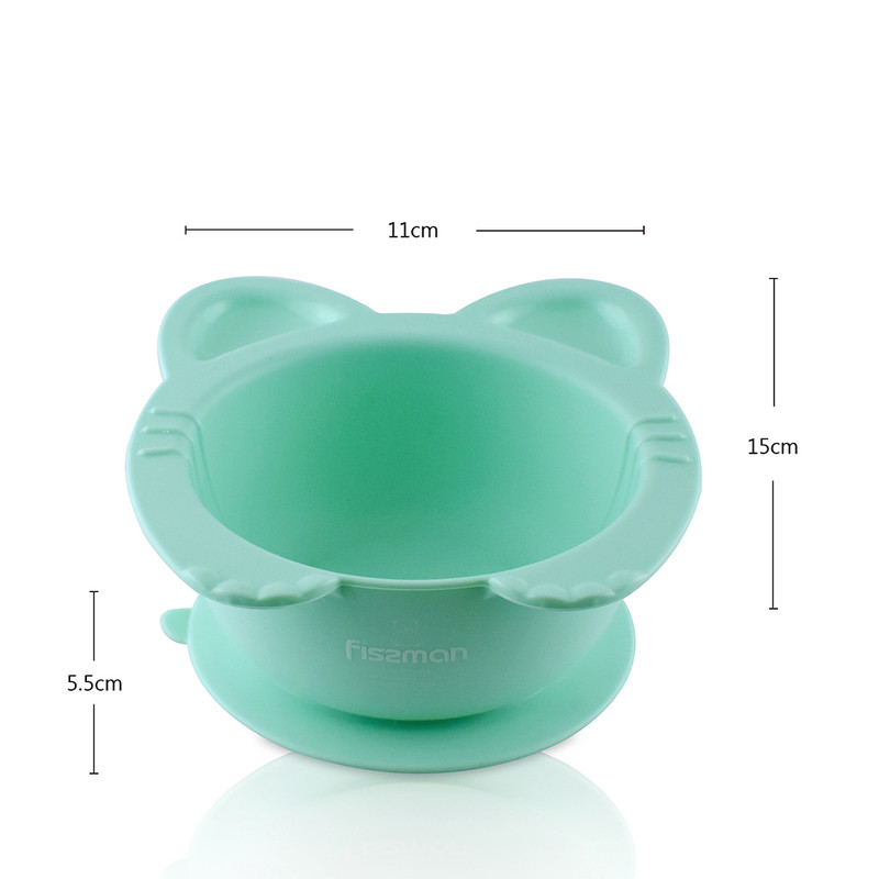 Fissman Kitty Design Bowl With Suction Green 300ml