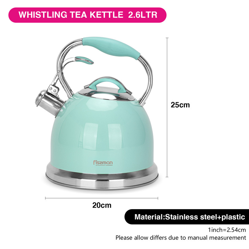 Fissman Whistling Kettle 2.6LTR Aquamarine Felicity (Stainless Steel)