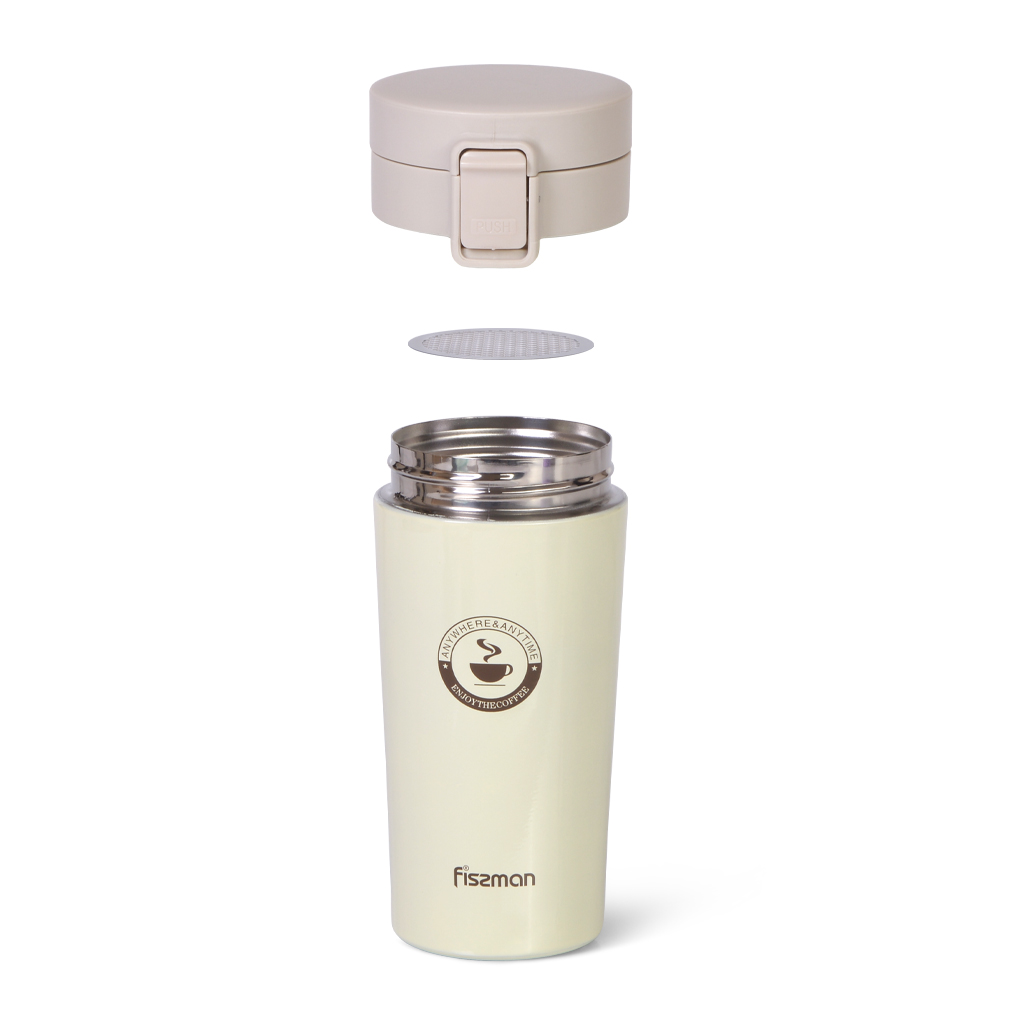Fissman Double Wall Vacuum Travel Mug 320ml Ecru (Stainless Steel)