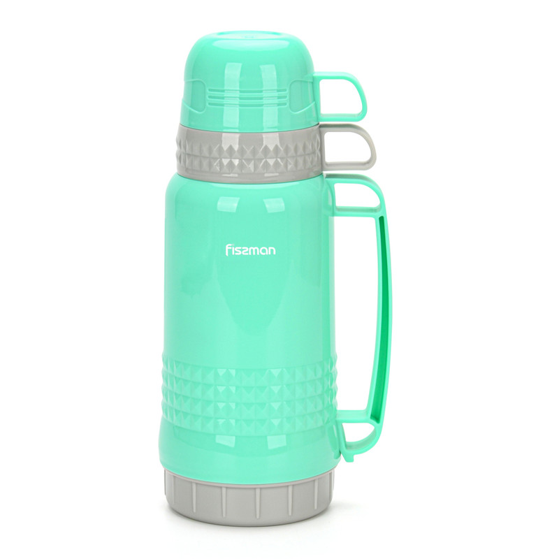 Fissman Vacuum Flask 1000ml Aquamarine (Plastic Case With Glass Liner)