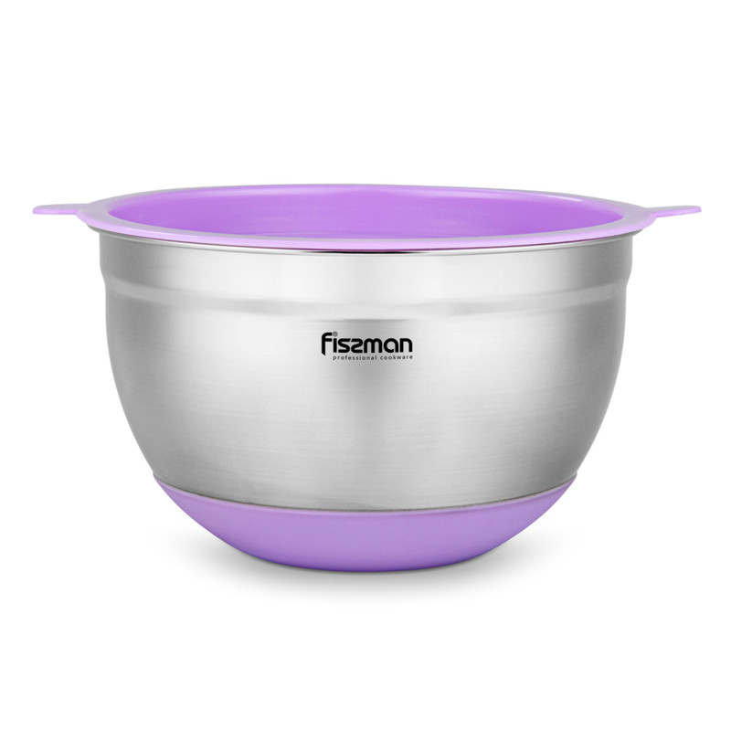 Fissman Mixing Bowl 16x10cm/1.5LTR With Silicone Bottom. Lilac (Stainless Steel)
