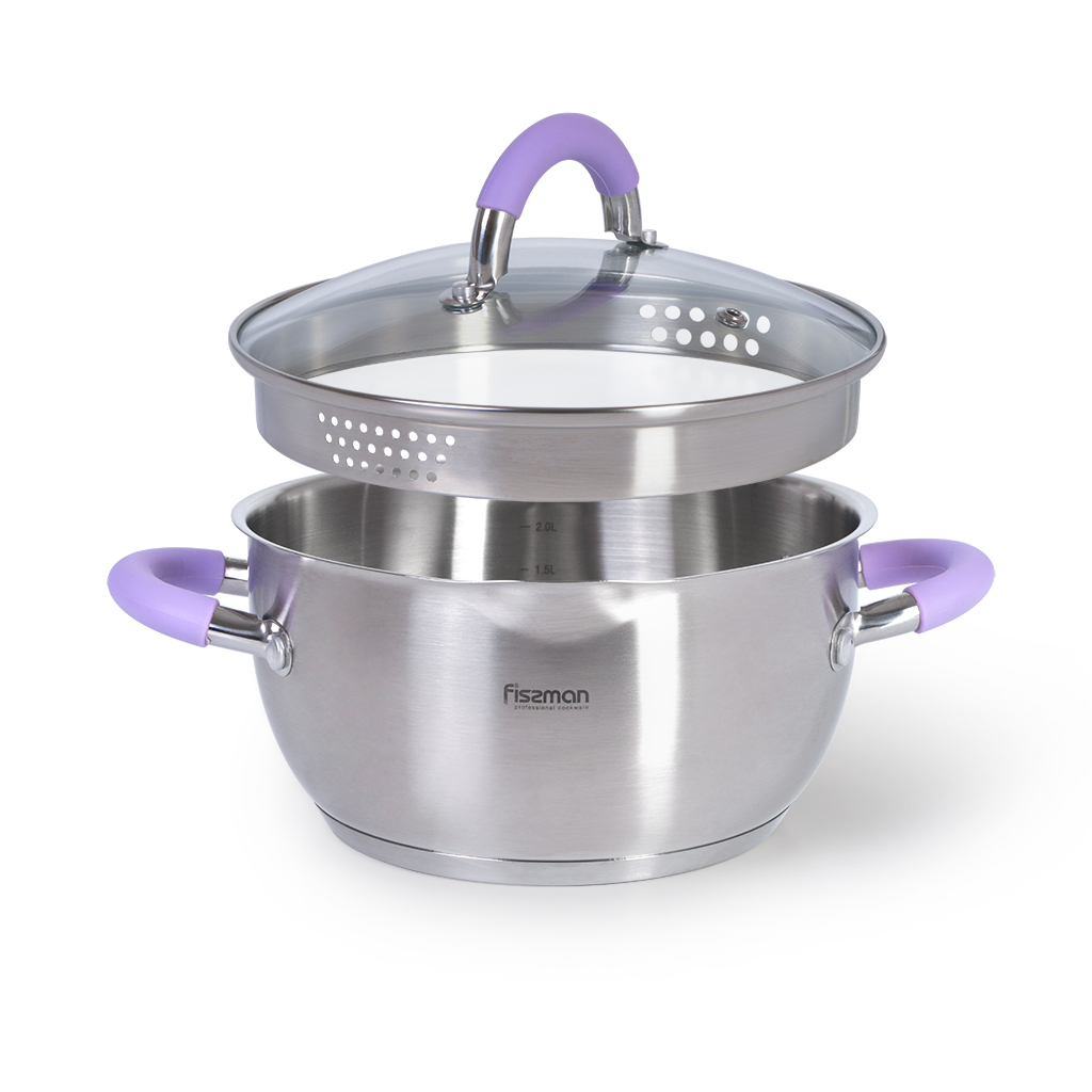 Fissman Casserole 20x10cm/2.6LTR With Glass Lid Annette (Stainless Steel)