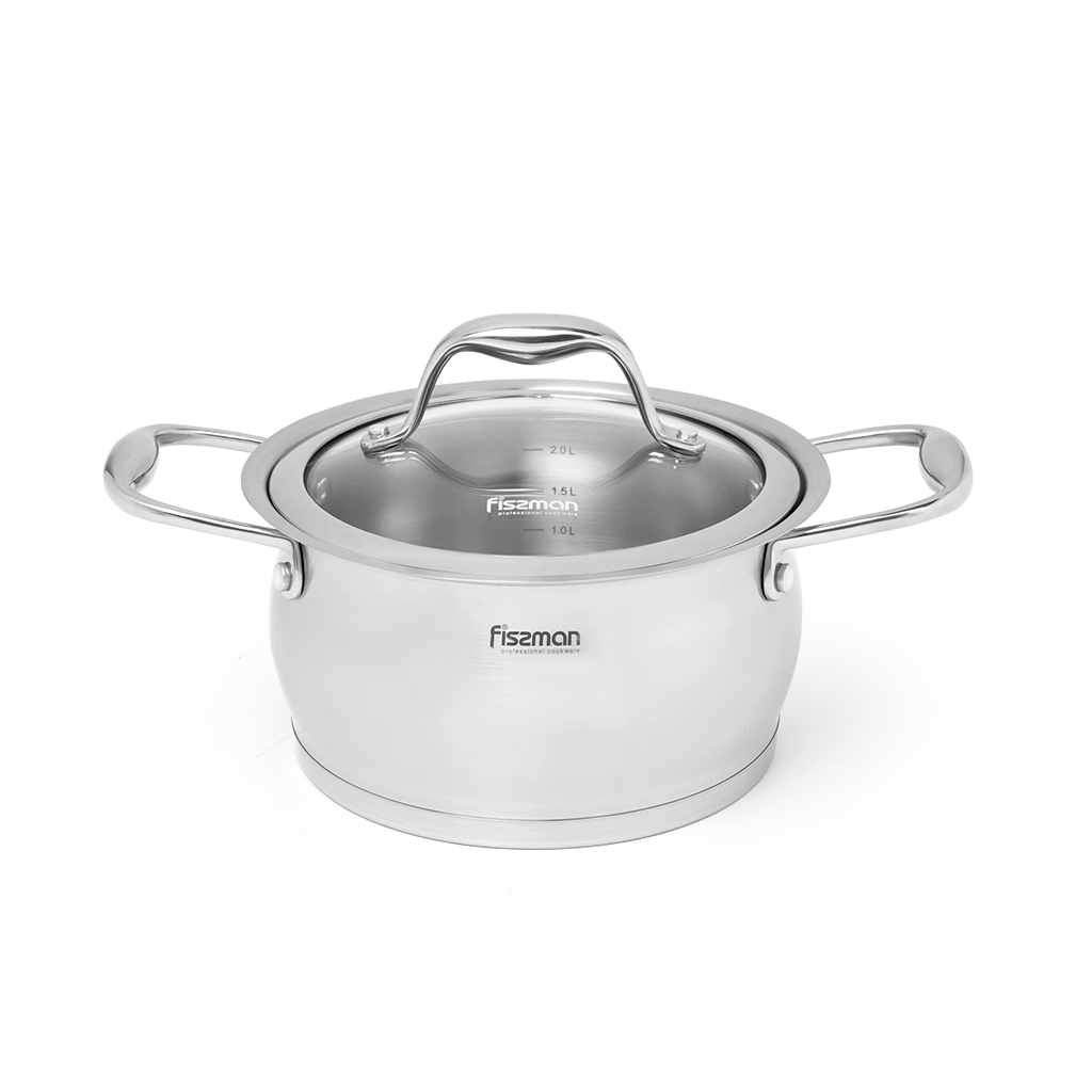 Fissman Casserole With Glass Lid 18x10cm/2.7LTR (Stainless Steel)