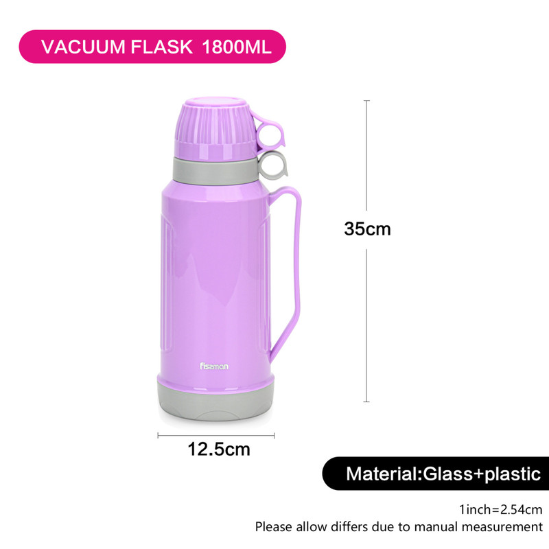 Fissman Vacuum Flask 1800ml Violet (Plastic Case With Glass Liner)