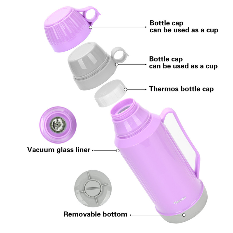 Fissman Vacuum Flask 1800ml Violet (Plastic Case With Glass Liner)