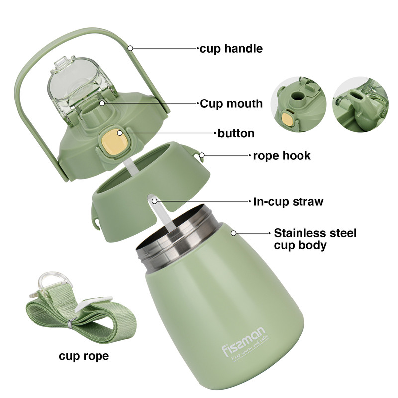 Fissman Double Wall Vacuum Flask 800ml Green (Stainless Steel)