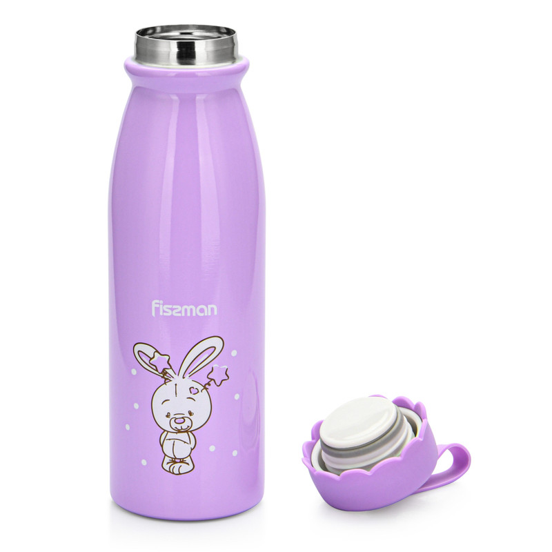 Fissman Double Wall Vacuum Bottle Rabbit 450ml (Stainless Steel) Light Violet