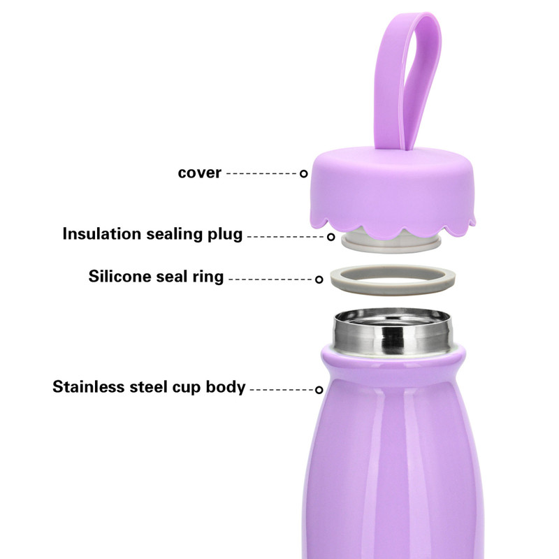 Fissman Double Wall Vacuum Bottle Rabbit 450ml (Stainless Steel) Light Violet