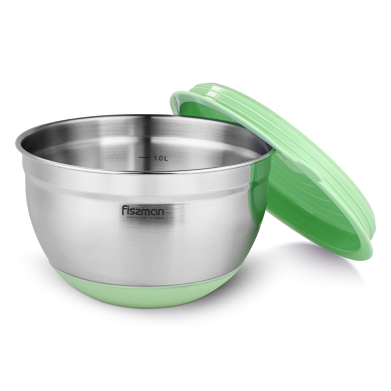 Fissman Mixing Bowl 24x13.5cm/4.5LTR With Silicone Bottom. Green Tea (Stainless