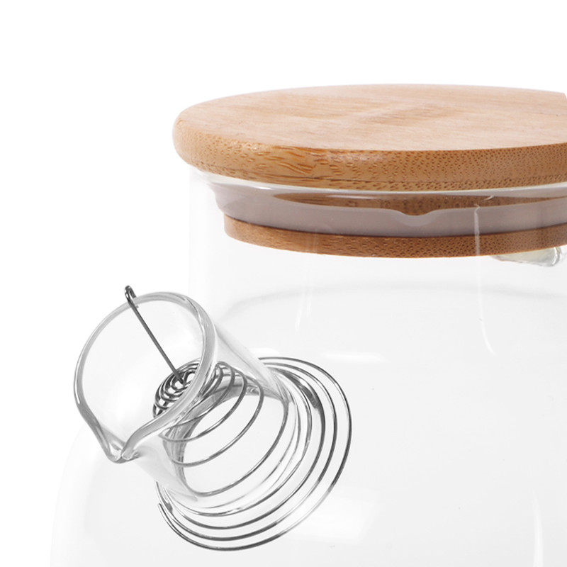 Fissman Tea Pot 1200ml With Bamboo Cover And Steel Infuser (Heat Resistant Glass