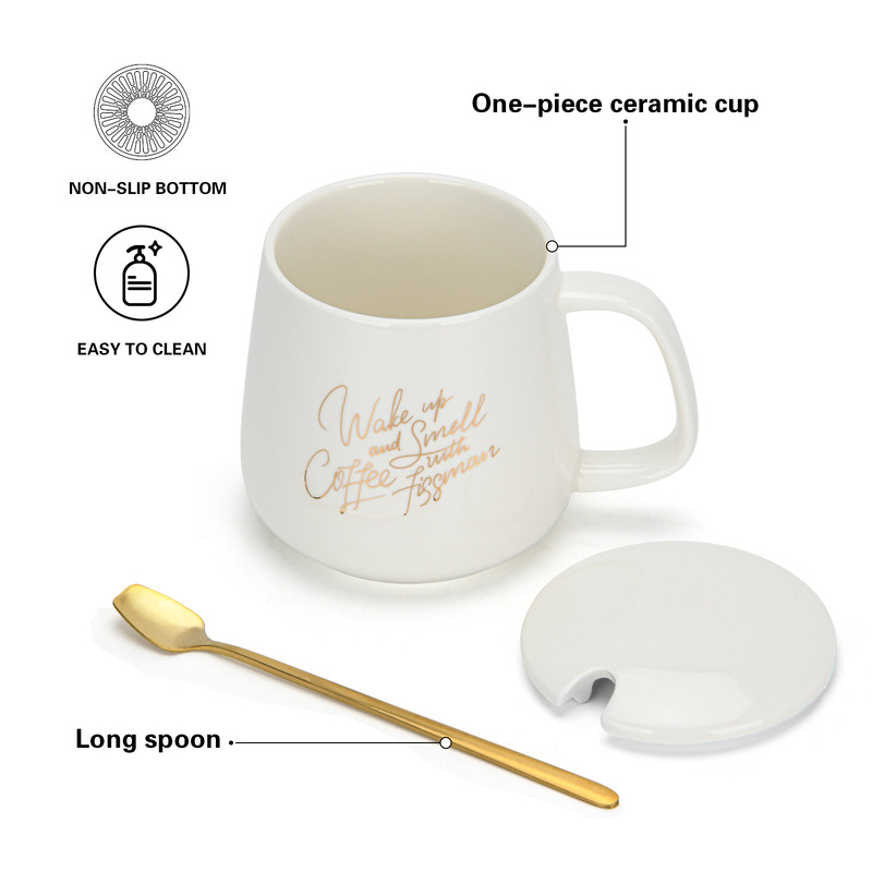 Fissman Gift Set Mug With Warmer 350ml White (Ceramic)