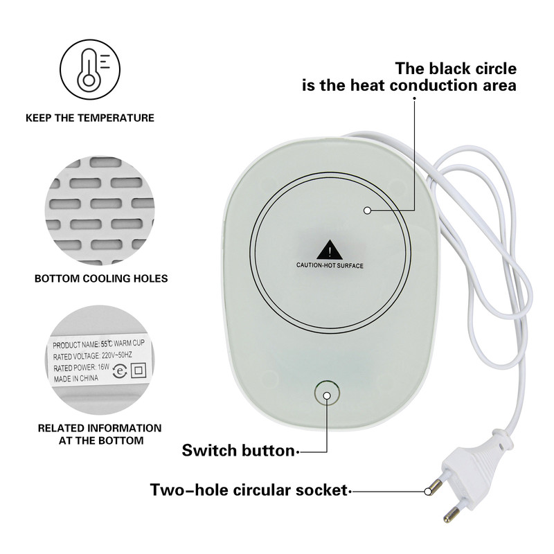Fissman Gift Set Mug With Warmer 350ml White (Ceramic)