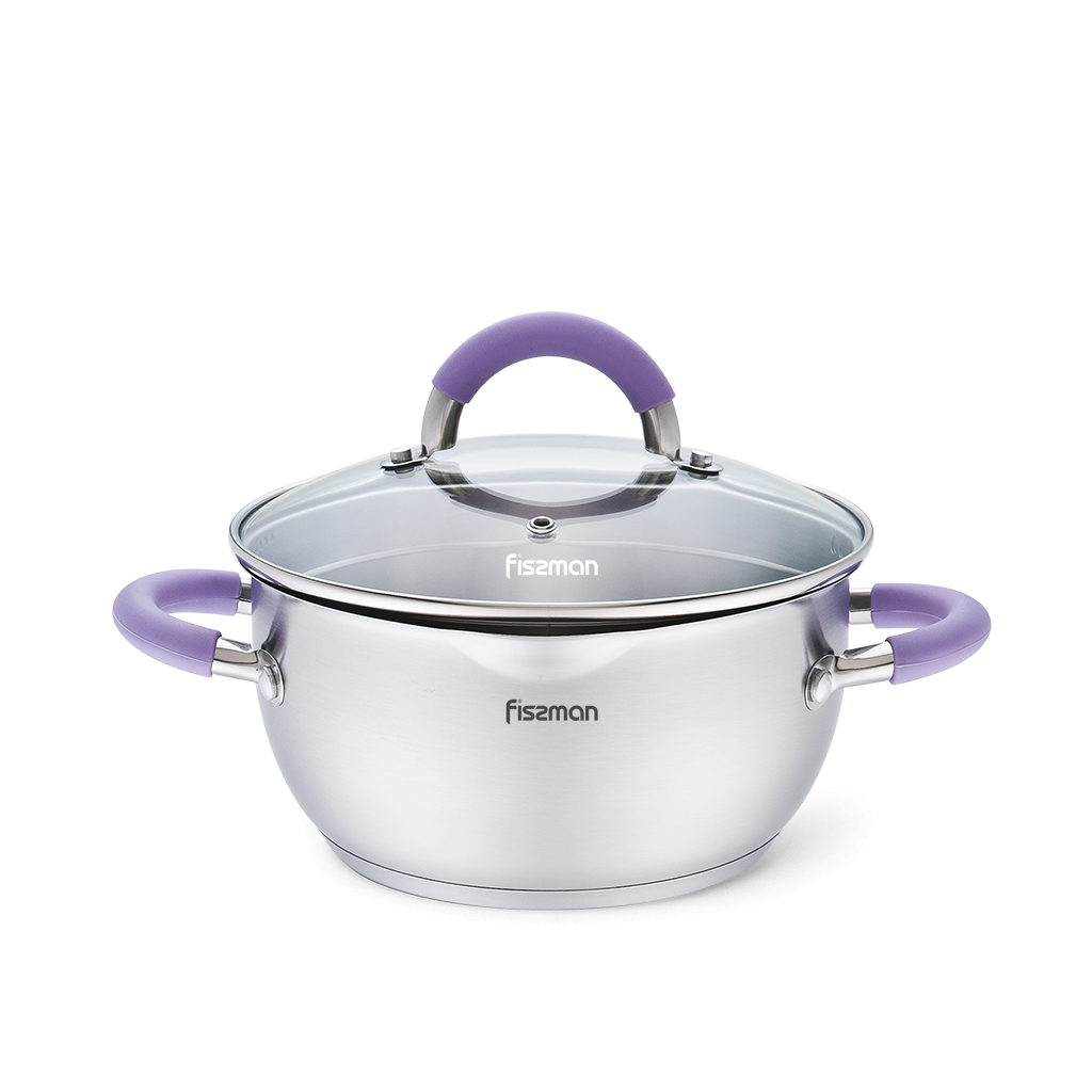 Fissman  Casserole 18x9cm/2LTR With Glass Lid Annette (Stainless Steel)