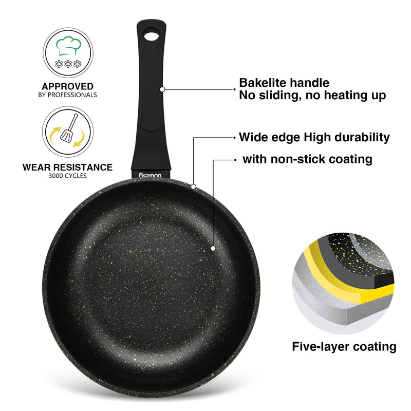 Fissman Deep Frying Pan Grace 24x7cm (Aluminum With Non-Stick Coating)