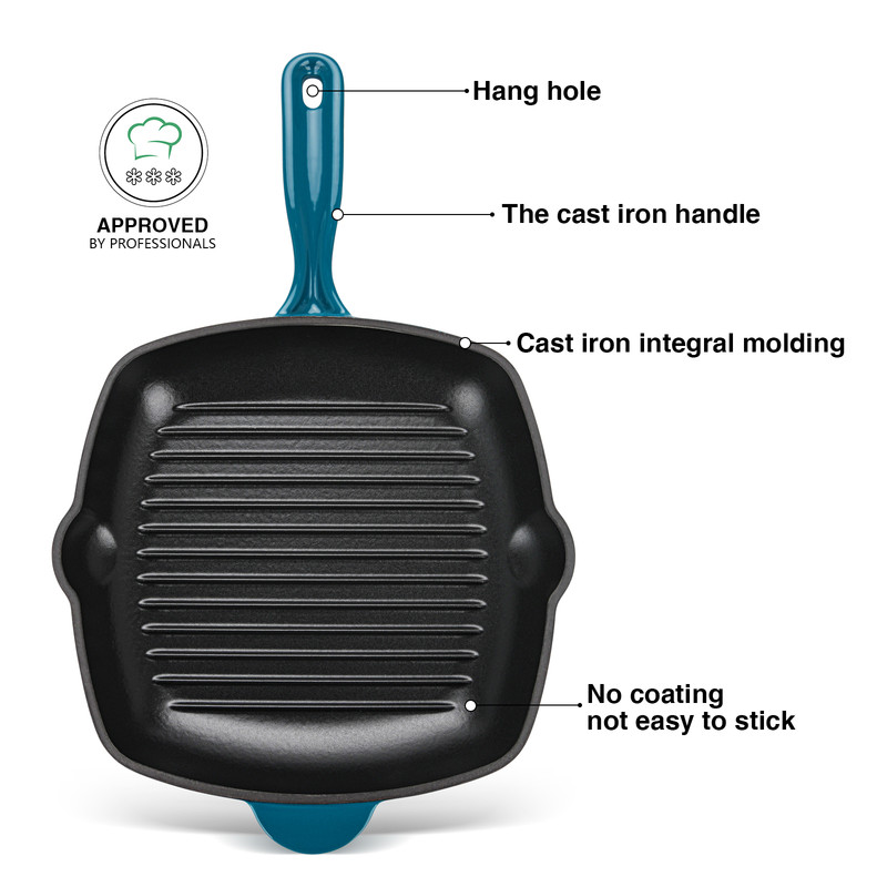 Fissman Square Grill Pan 27x5.0cm With Helper Handle (Enamel Cast Iron)