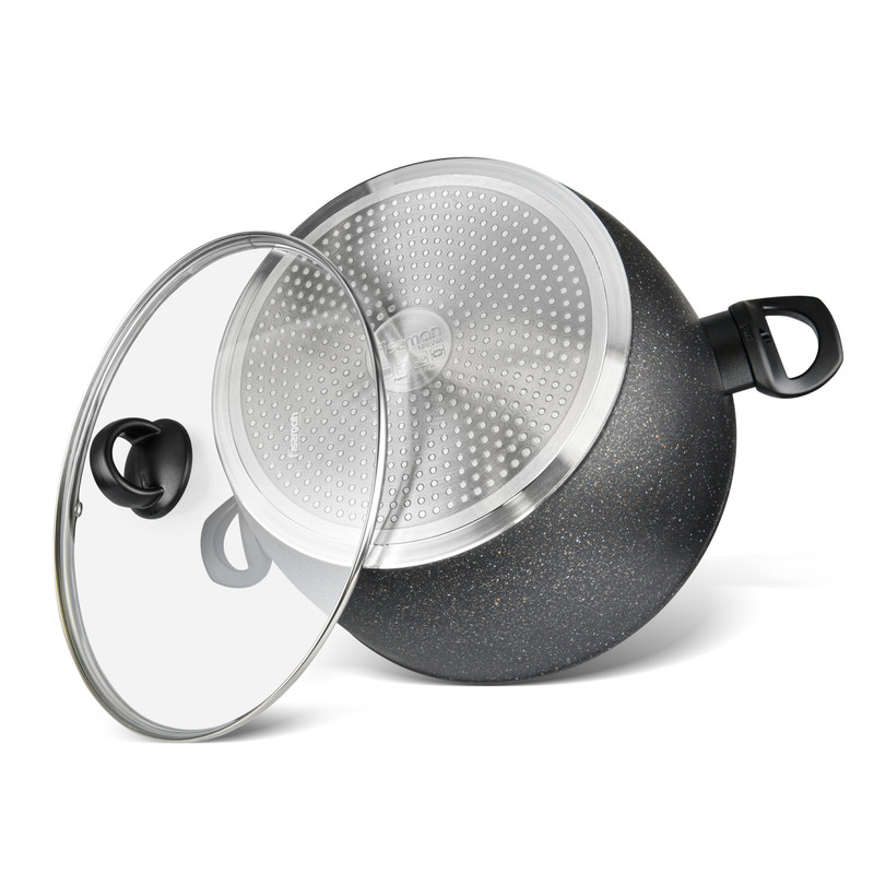 Fissman Stockpot Magna 30x15cm/9.15LTR With Glass Lid (Aluminium With Non-Stick