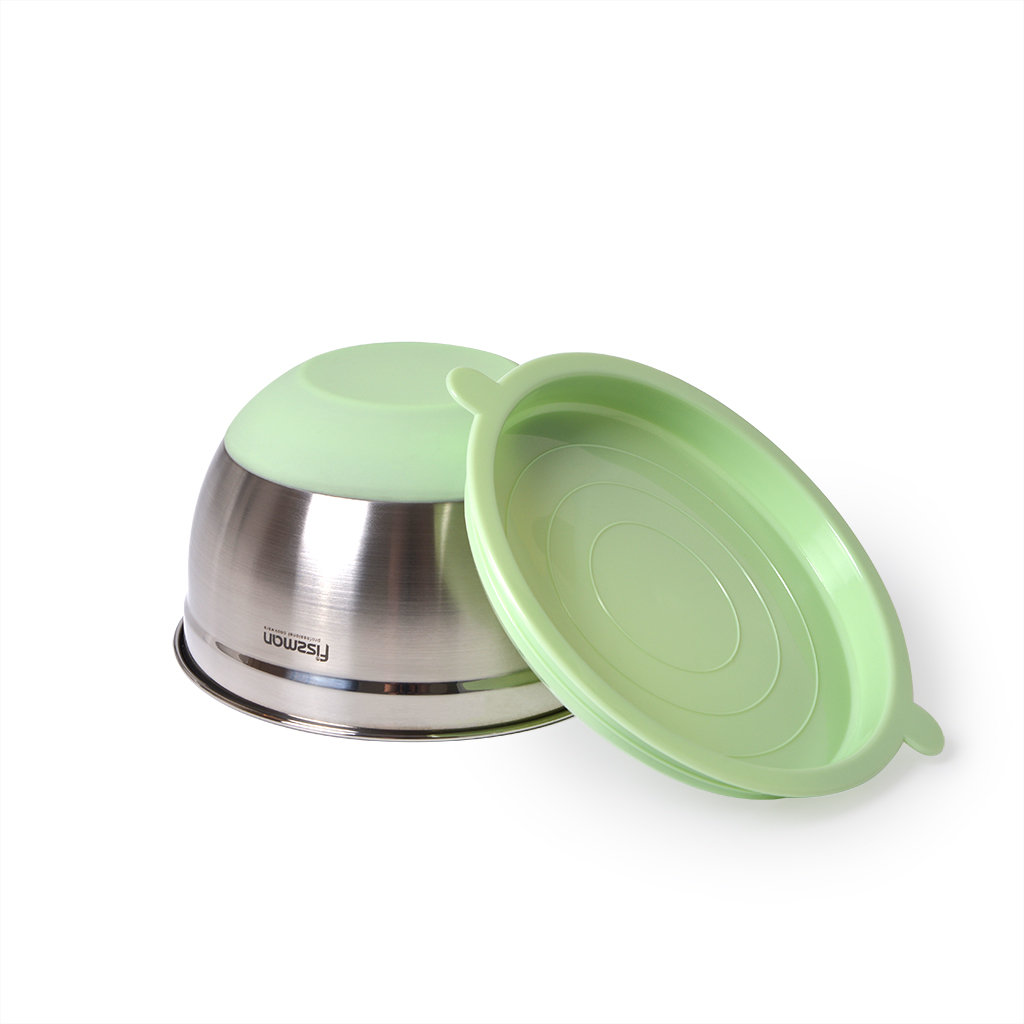 Fissman Mixing Bowl 16x10cm/1.5LTR With Silicone Bottom. Green Tea (Stainless St