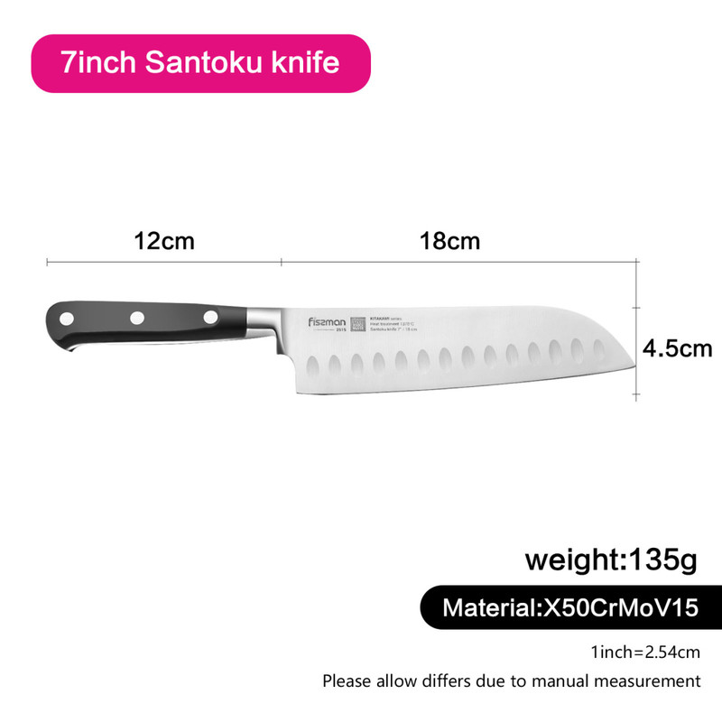 Fissman 7" Santoku Knife Kitakami (X50crmov15 Steel)