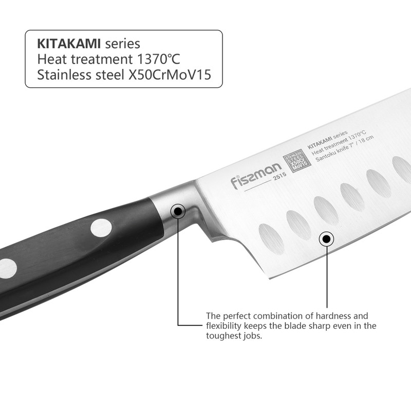 Fissman 7" Santoku Knife Kitakami (X50crmov15 Steel)