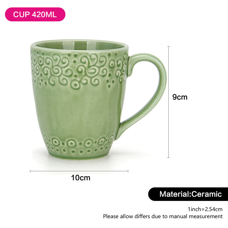 Fissman Cup 420ml Green Crackle (Ceramic)