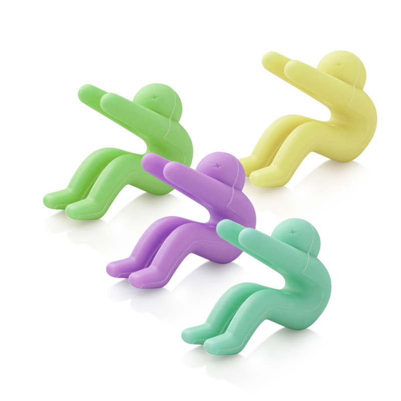 Fissman 4-Piece Silicone Funny Man Lid Holder Set Multicolour 5x4cm