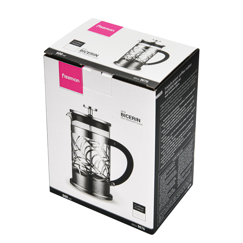 Fissman French Press Coffee Maker Bicerin 600ml (Borosilicate Glass)