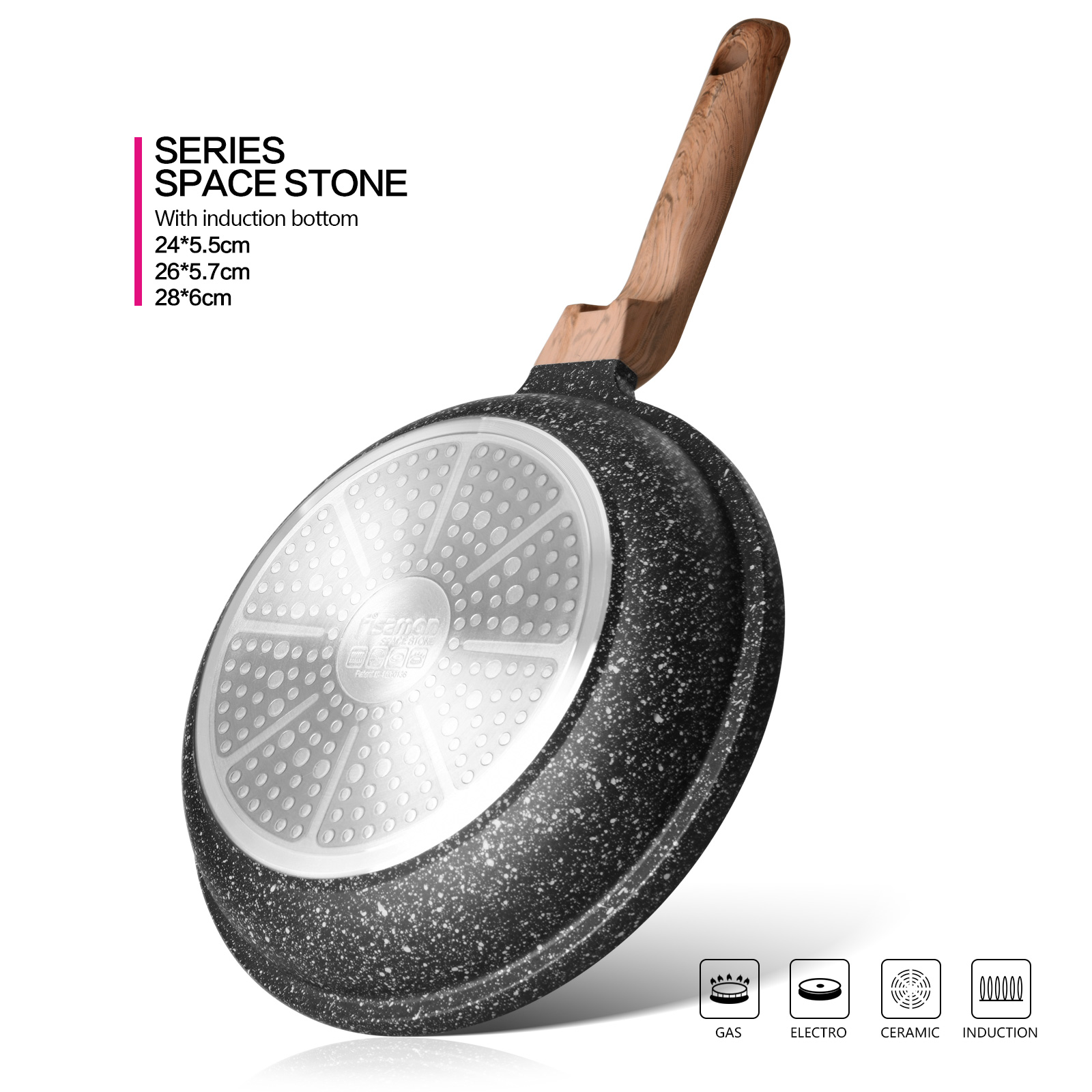 Fissman Frying Pan Space Stone 28x6.0cm (Aluminium With Non-Stick Coating)