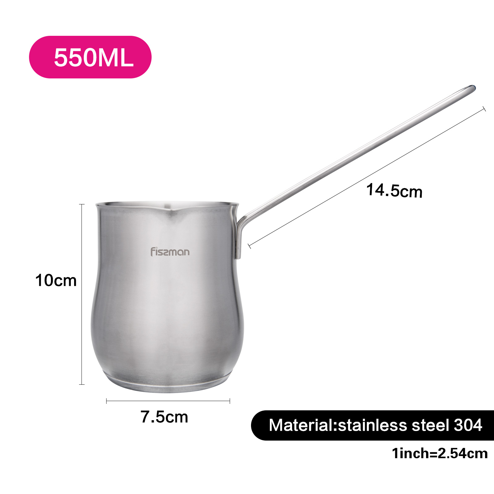 Fissman Coffee Pot 550ml With Induction Bottom (Stainless Steel)