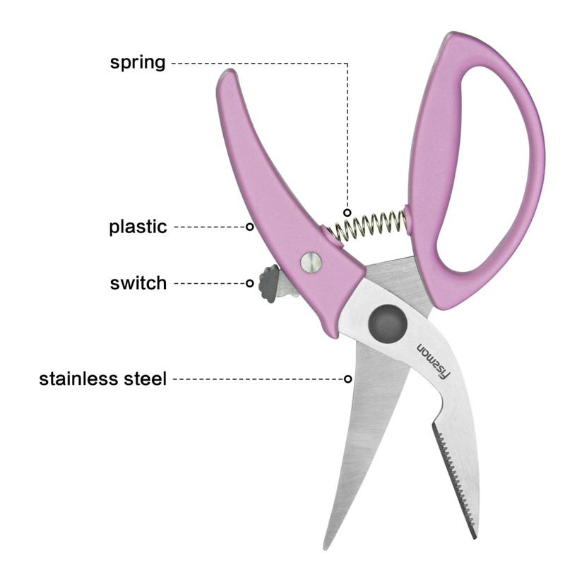 Fissman Multipurpose Heavy Duty Kitchen Scissor Purple/Grey 8x22.5cm